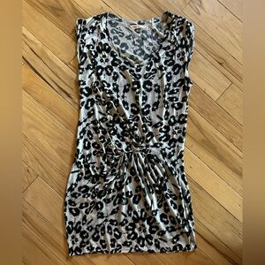 Rebecca Taylor Kaleidoscope Print Mini Dress - Black and Tan